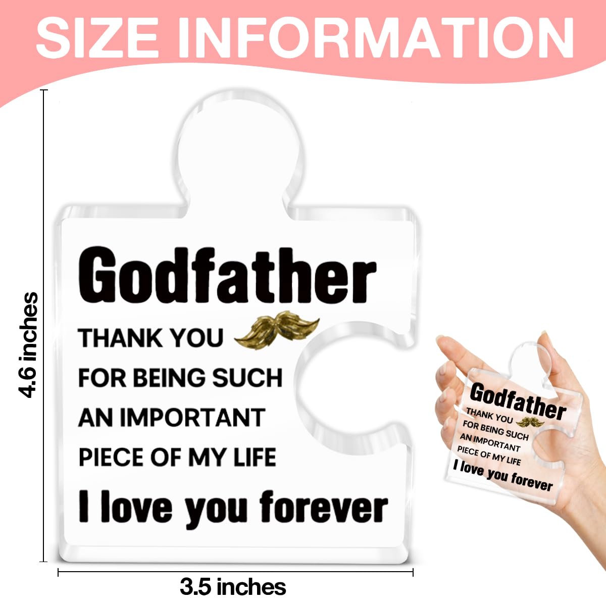 Godfather Gift, Godfather Father's Day Gifts from Goddaughter Godson Godchild, Gifts for God Father Birthday Christmas Fathers Day Acrylic Puzzle Piece Plaque Desk Decorations for Home Decor
