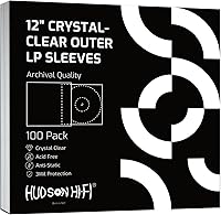 Hudson Hi-Fi 100 Pack Vinyl Record Outer Sleeves - Crystal Clear Archival-Grade Polypropylene, Anti-Static Acid-Free LP Jacket Protectors
