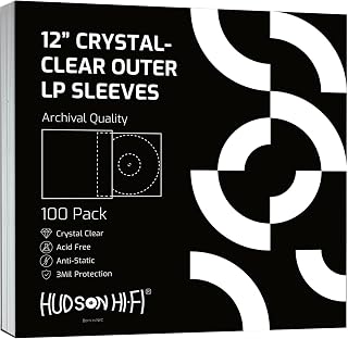 Hudson Hi-Fi 100 Pack Vinyl Record Outer Sleeves - Crystal Clear Archival-Grade Polypropylene, Anti-Static Acid-Free LP Jacket Protectors