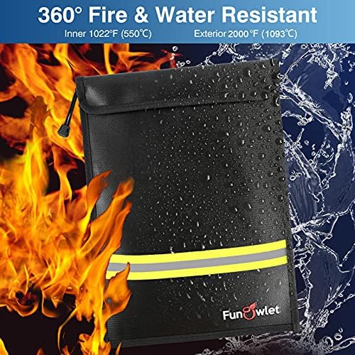 Fireproof Waterproof Money Document Bag, 15" x 11" Black - 1