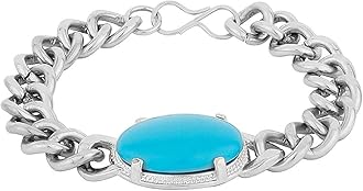 Bollywood Inspired Turquoise Bracelet for Men Silver Chain Bracelet Men's Jewelry for Gifting