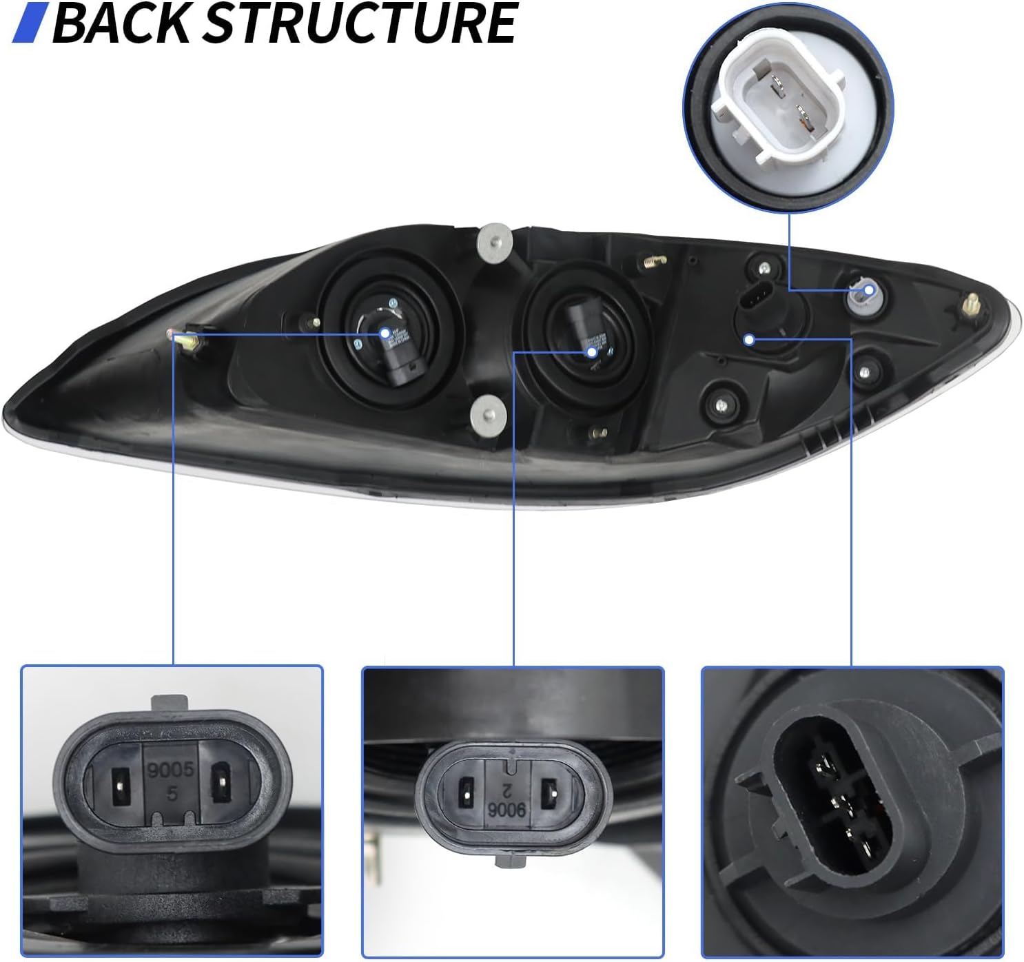 Headlights Assembly Fit for 2008-2016 International ProStar,Halogen Headlamps Assembly, Driver and Passenger Side (Black)