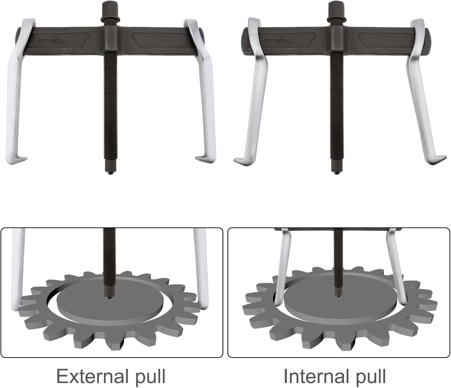 ChgImposs 2-Jaw Gear Puller, Adjustable CR-V Bearing Puller Gears, Removal Tool for External Internal Pulling, Puller Tool Separate Lifting Device (10 INCH)
