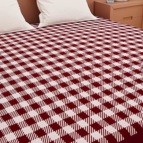 Image of Dream Care Waterproof Fitted Terry Cloth Printed Mattress Protector for Single Bed with Elastic Strap - 78 inchX36 inch, Dark Brown