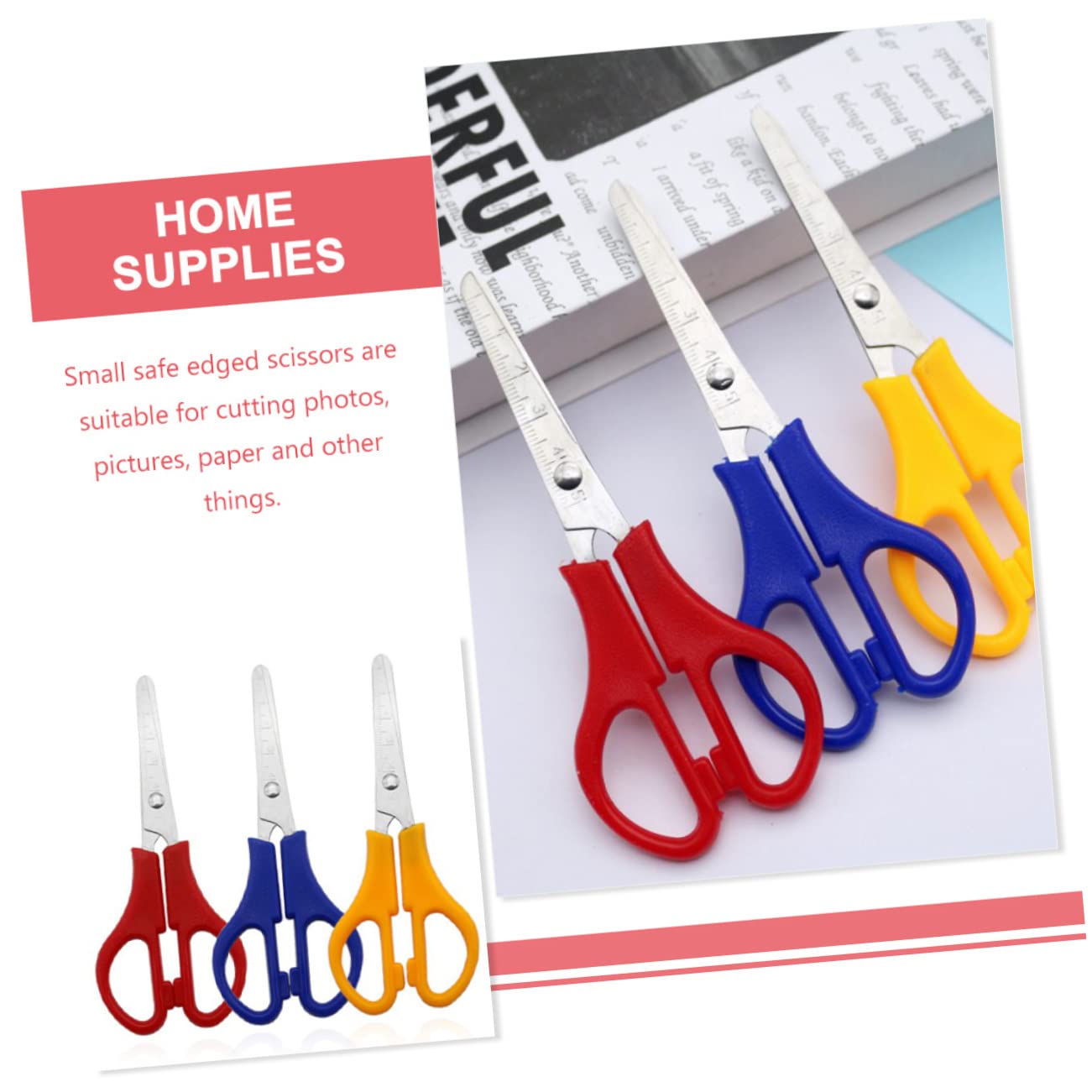 Angoily 60 Pièces Ciseaux Arrondis avec Échelle pour Étudiants Fournitures Artisanales Diy Idéaux pour Scrapbooking et Cartes de Couleur Aléatoire