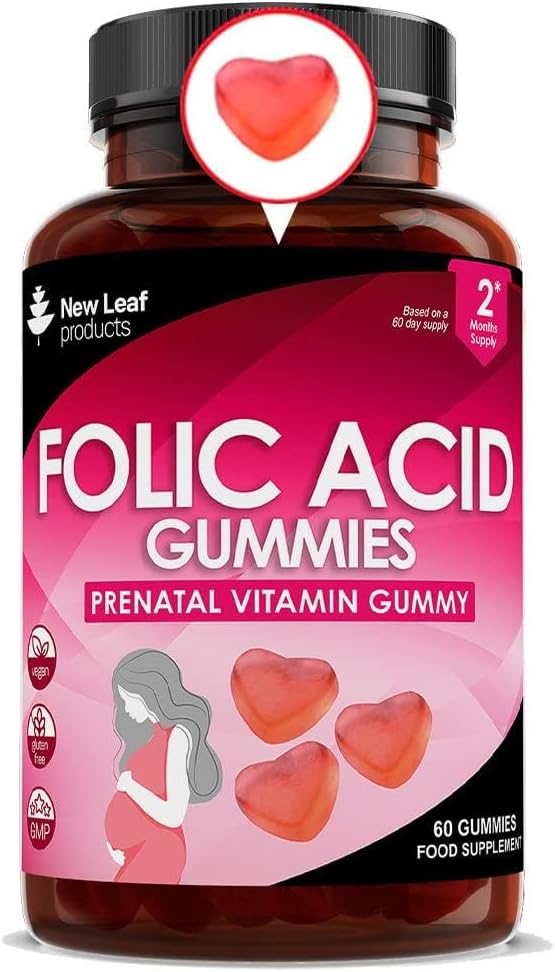 Folic Acid Gummies High Strength Pregnancy Chewable Vegan Vitamins For Women 400Mcg 800Mcg Vitamin B9 Prenatal Conception Folate Plant Based Supplements X60