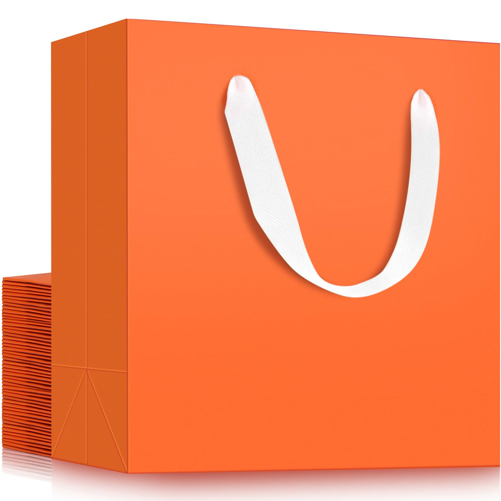 EUSOAR Gift Bags with Handles, 25pcs 12.5"x4.5"x11" Paper Shopping Wedding Orange Gift Wrap Bags, Merchandise Retail Wrapping Bag Bulks for Small Business Grocery Boutique Bridal Party Favor