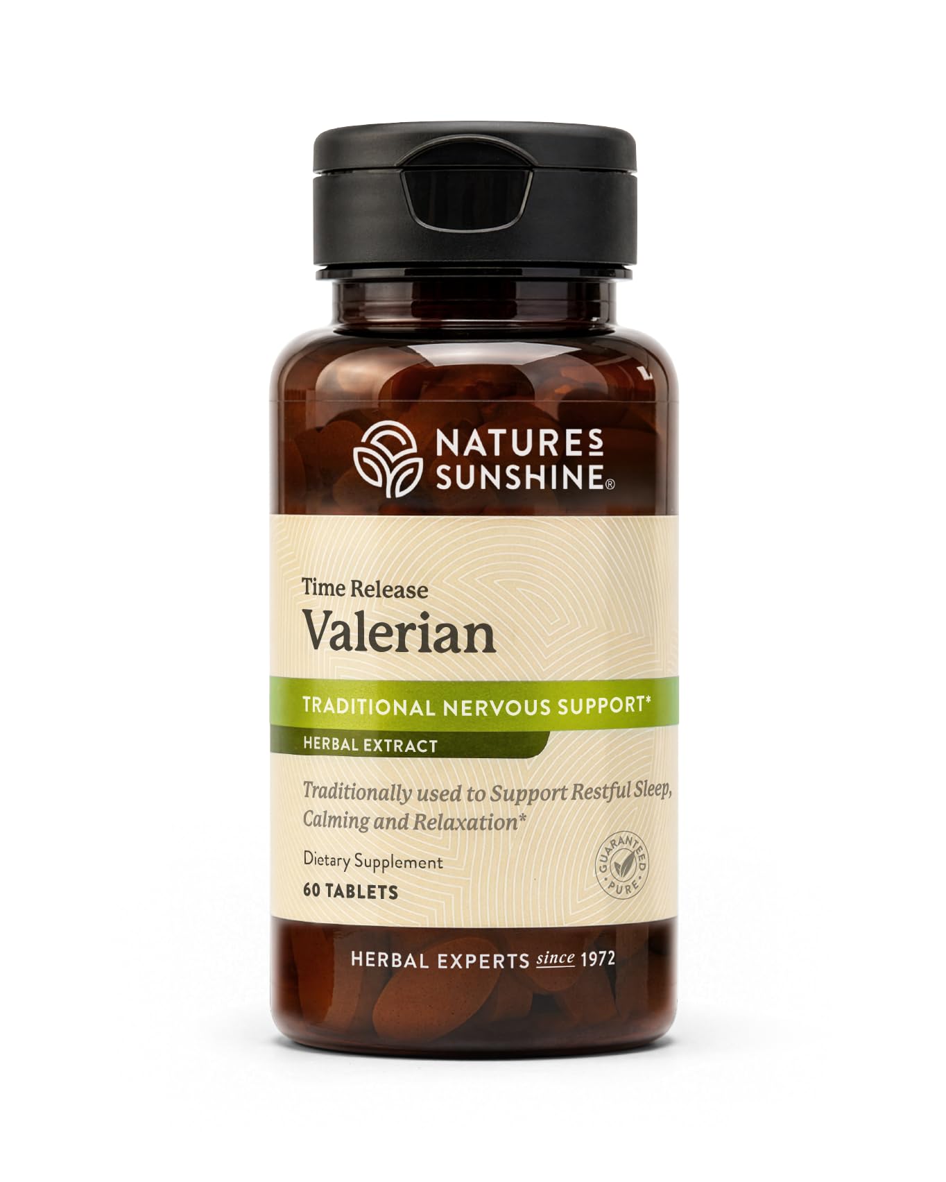 Nature's Sunshine Valerian Root Extract Time Release, 60 Capsules | Herbal Supplement Promotes Relaxation, Supports Sleep, and Delivers Natural Nervous System Support