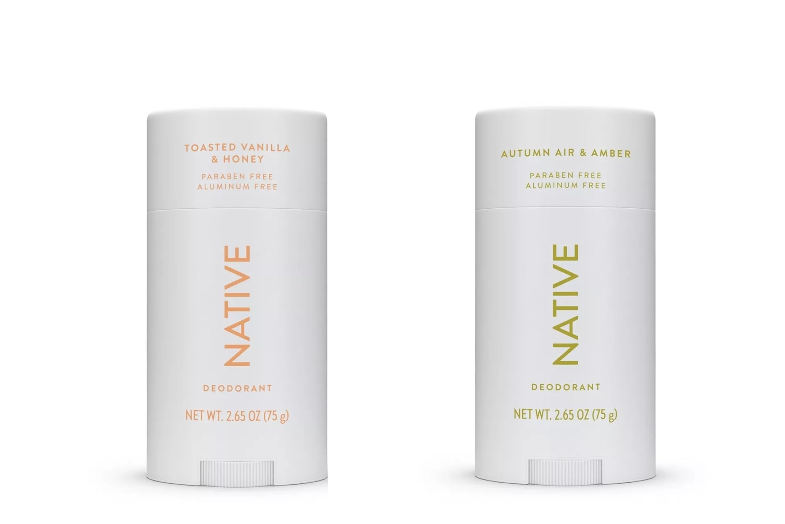 Toasted Vanilla & Honey Deodorant (2.65 oz) and Autumn Air & Amber Deodorant (2.65 oz) Native Collection – Pack of 2