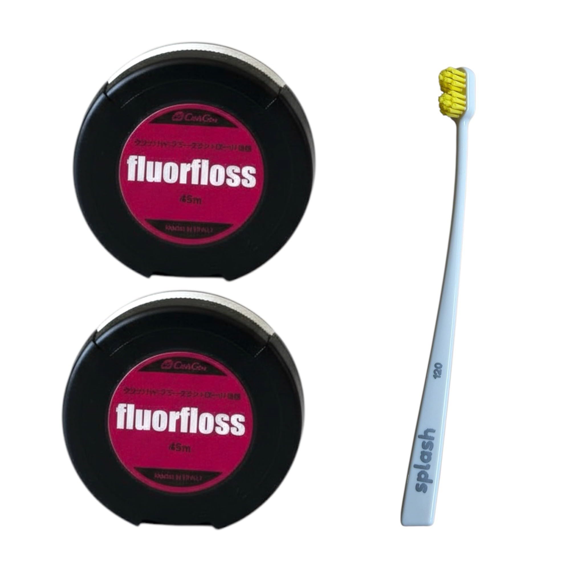 Floor Floss 45m (2 pieces) + 2 pcs Splash Brushes Extra Soft (1 piece) [Set] (Dental Floss and Doctor Supervised Toothbrush Set)