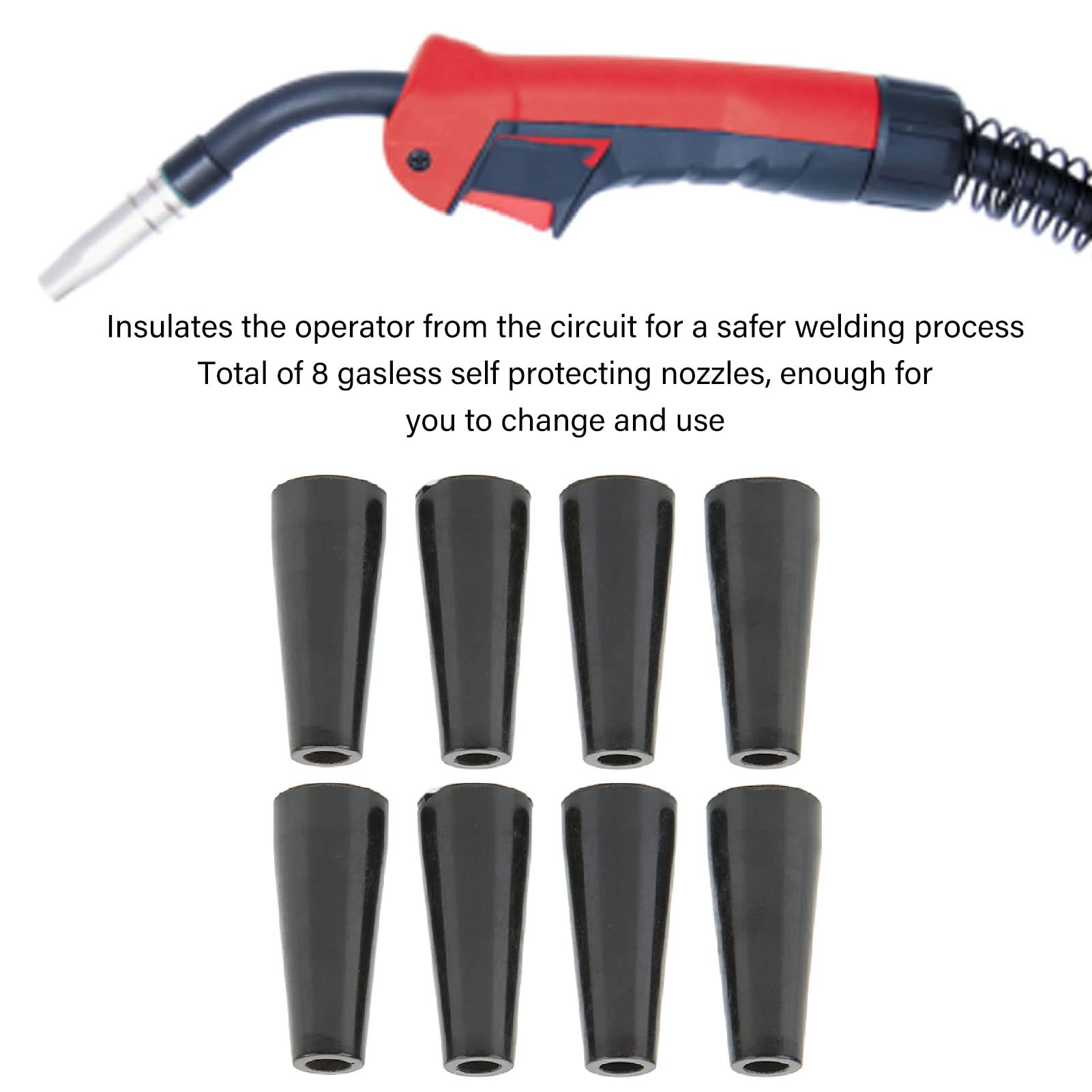 Flux Core Gasless Nozzle, Self Protecting MIG Welding Gasless Nozzle Practical Lightweight Phenolic Plastic for 100L