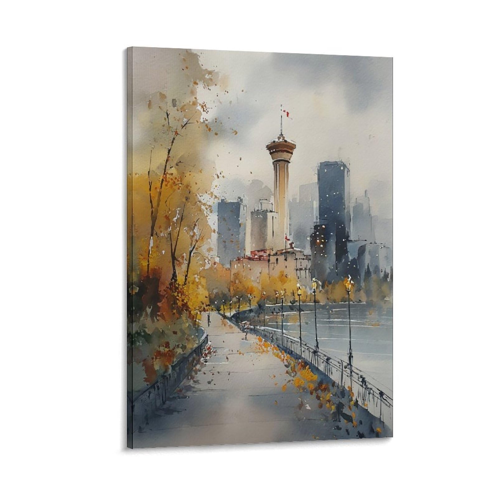 LCYNNH Vancouver Canada 08x12inch(20x30cm) Vintage Travel Poster Watercolor Canvas Art