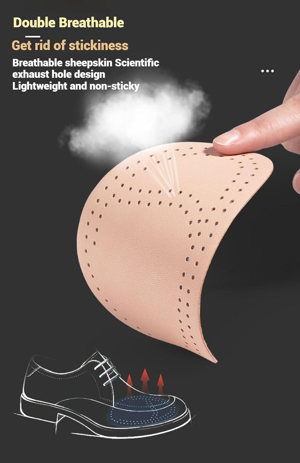 Premium Sheep Skin Ball of Foot Cushions, 4 Pairs, Metatarsal Pain Relief Soft Latex Shoe Insoles