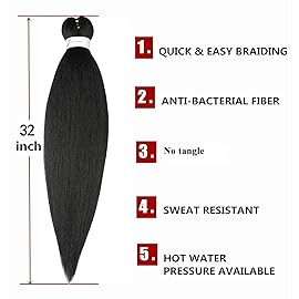 Pre Stretched Braiding Hair Natural Black Long Braiding Hair 32 Inch 8 Packs Braiding Hair Extensions Professional Synthetic Fiber Crochet Twist Braids(32inch,1B)