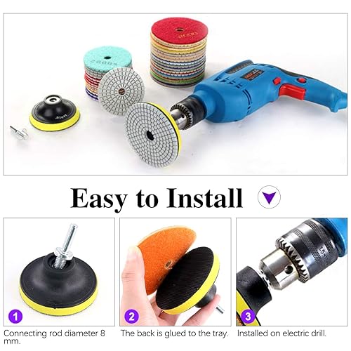 Miniatura 6 de Swpeet Kit de 11 almohadillas de pulido de diamante, 10 piezas de 3 pulgadas, kit de pulido húmedo y seco, kit de almohadillas de pulido con 1