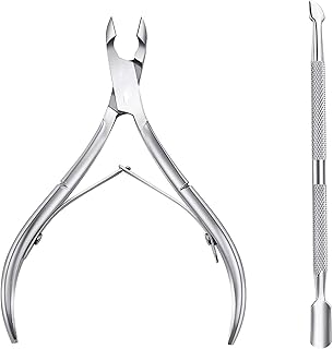 faddy-1 Cuticle Nipper Set, Cuticle Cutter Trimmer and Cuticle Pusher with Non-slip Protective Coating Handle Stainless Steel Cuticle Cutter Clipper Durable Cuticle Nipper and Remover