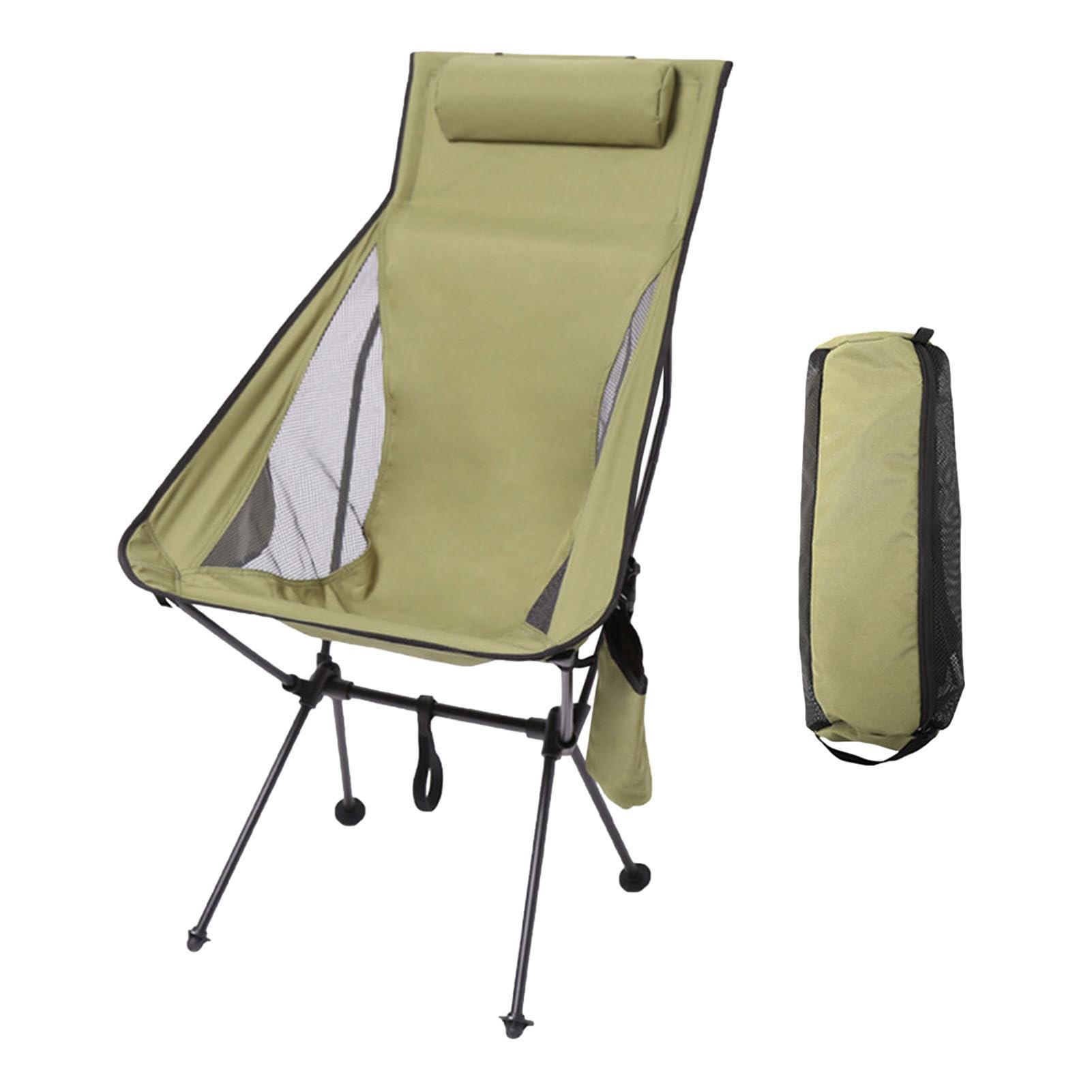 Chaise pliable de camping avec oreiller appui-tête et sac de transport pour le plein air