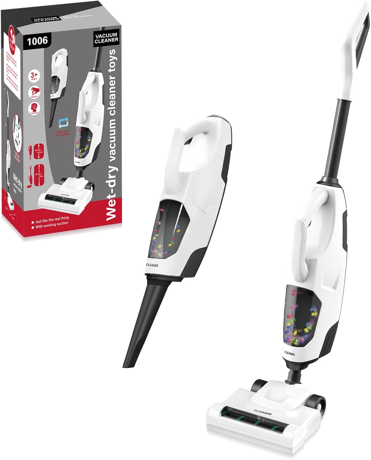 Kids Real Vacuum Cleaner Toys 2 in 1 Function of Blowing and Sweeping Cordless Interactive Vacuum with Real Suction Birthday for Boys Girls Ages 3-5 4-8