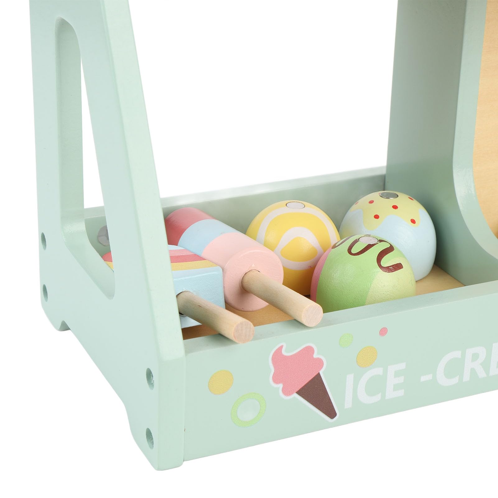 Fockety Juguete de Madera de Helado con Mostrador para Niños, Set de Comida