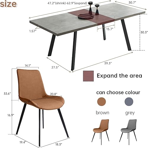 Miniatura 2 de Zerifevni Juego de mesa de comedor para 4 a 6 personas para comedor, juego de mesa de cocina con patas de acero