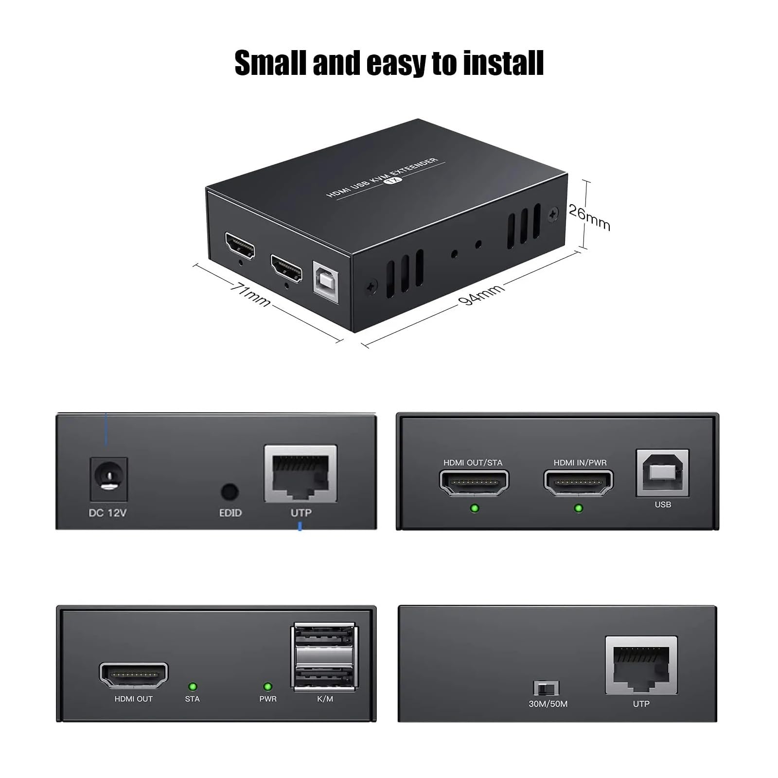 Konwerter Cyfrowy, 50-metrowy przedłużacz KVM USB do zdalnego sterowania myszką i klawiaturą sygnałów 1080P przez kabel Ethernet