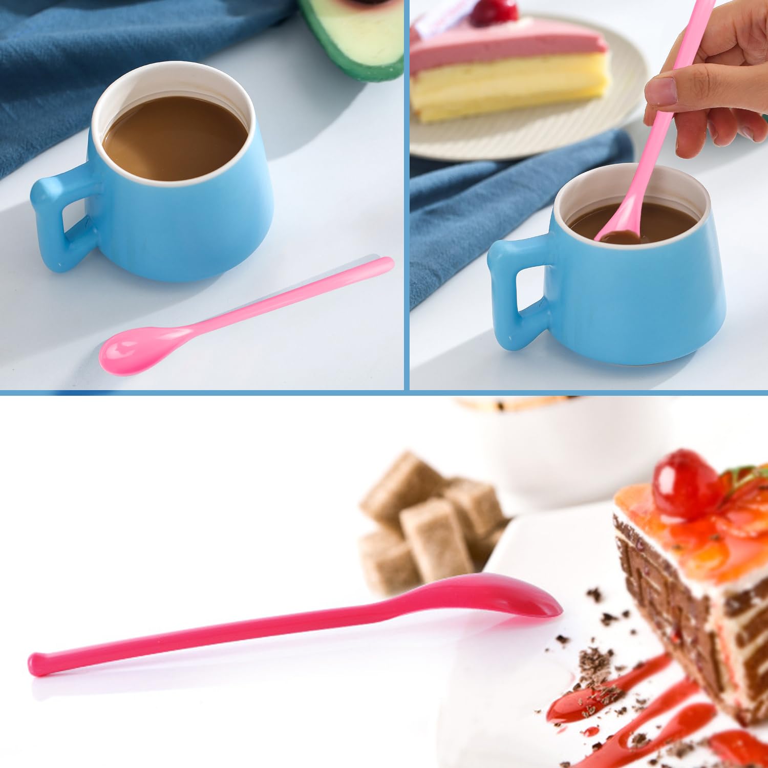 10-Piece Plastic Spoon Set, Multi-Color Plastic Spoons, Long Plastic Egg Spoons, Plastic Coffee Spoons, Plastic Ice Cream Spoons - Image 4