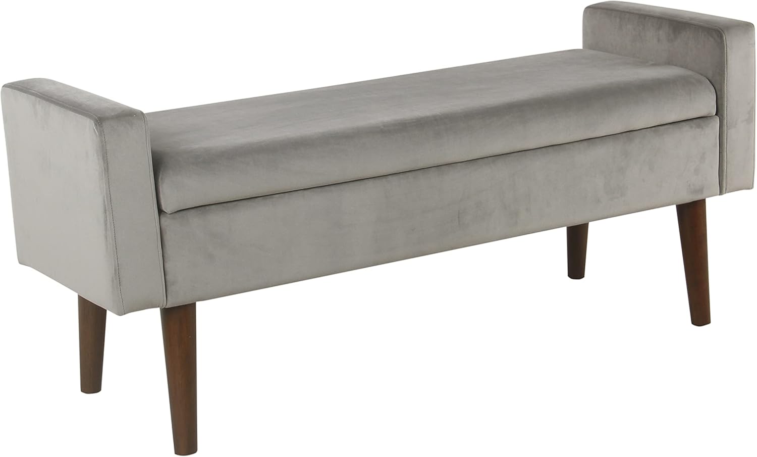 HomePop Home Decor | Upholstered Modern Velvet Storage Ottoman Bench | Ottoman Bench with Storage for Living Room & Bedroom | Decorative Home Furniture, Gray