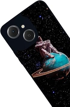 Tecno Spark 40C ile Uyumlu Kılıf, Yumuşak Silikon, Koruyucu, Şok Emici, Uzay Tasarımı, Siyah