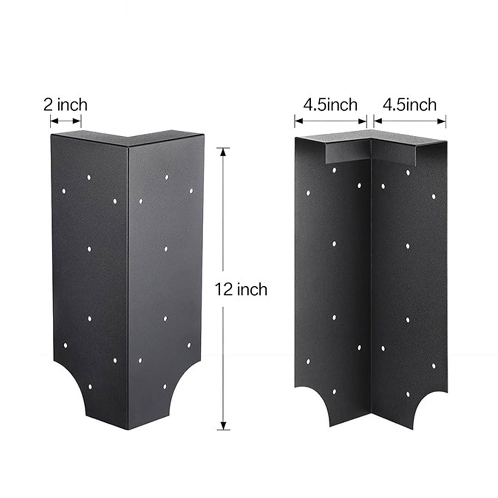 4 Staffe Angolari In Metallo Nero Per Aiuole Rialzate, Altezza 22,9 Cm, Angolo 90°, In Acciaio Preforato, Per Fissaggio E Rinforzo - 2