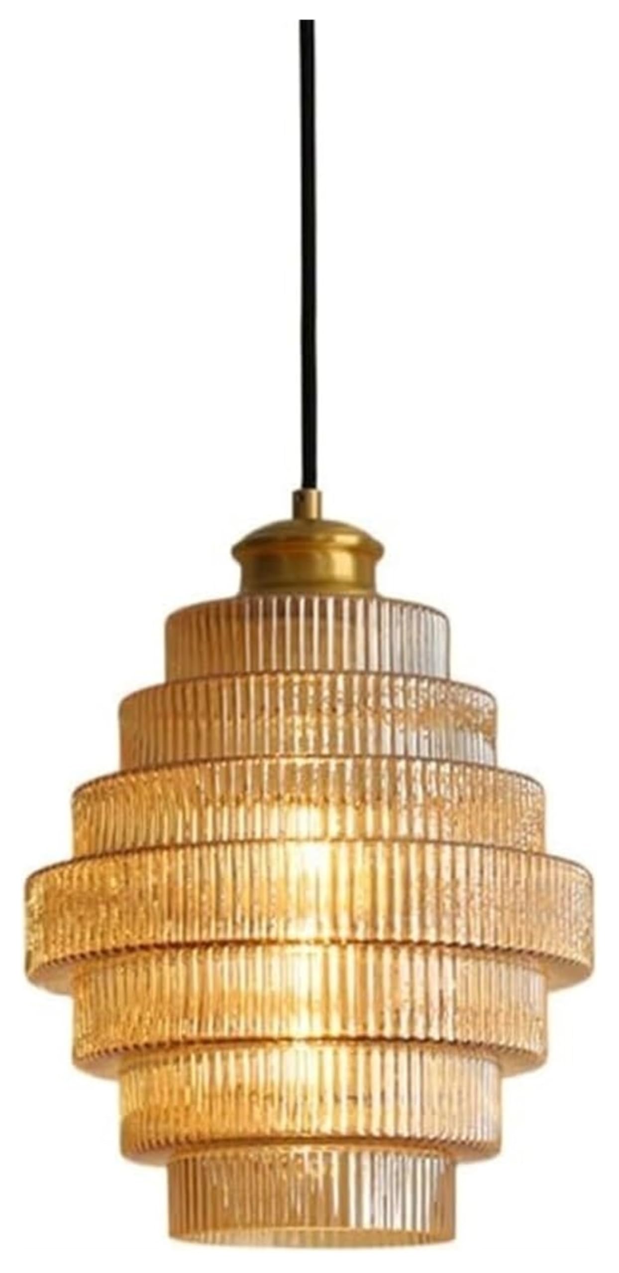 LYMSXAZOU Chandelier Personality French Glass Hanging Lamp Lampshade Creative Retro Style E27 Screw Ceiling Lighting Fixtures,Coffee Shop Hotel (Color : Gold)