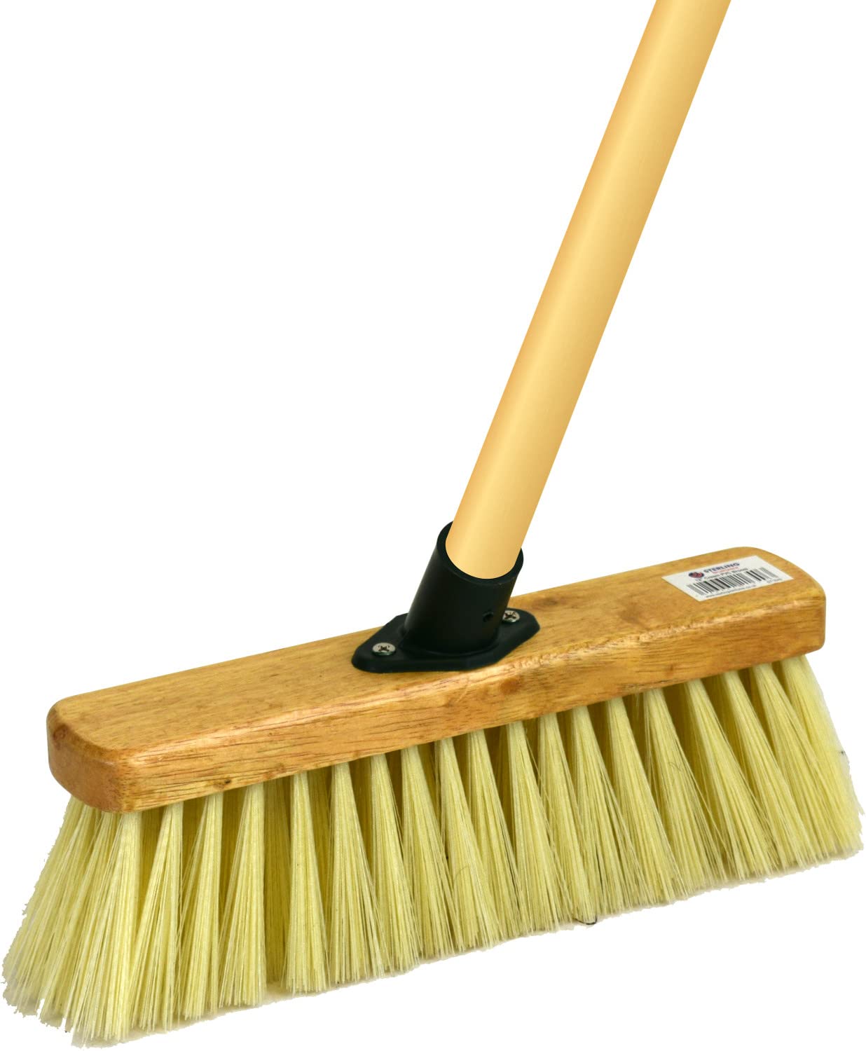 Cleaning Sweeping PVC Platform Broom with Wooden Handle (12" Cream)