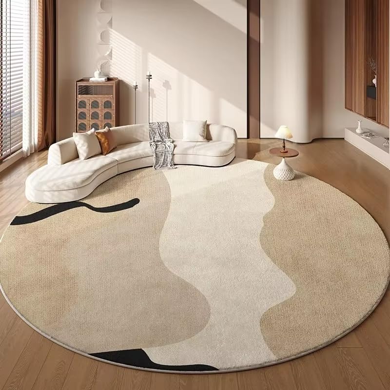 Tapis de sol douillet et rond de 130 cm | Créez un coin lecture chaleureux et beige