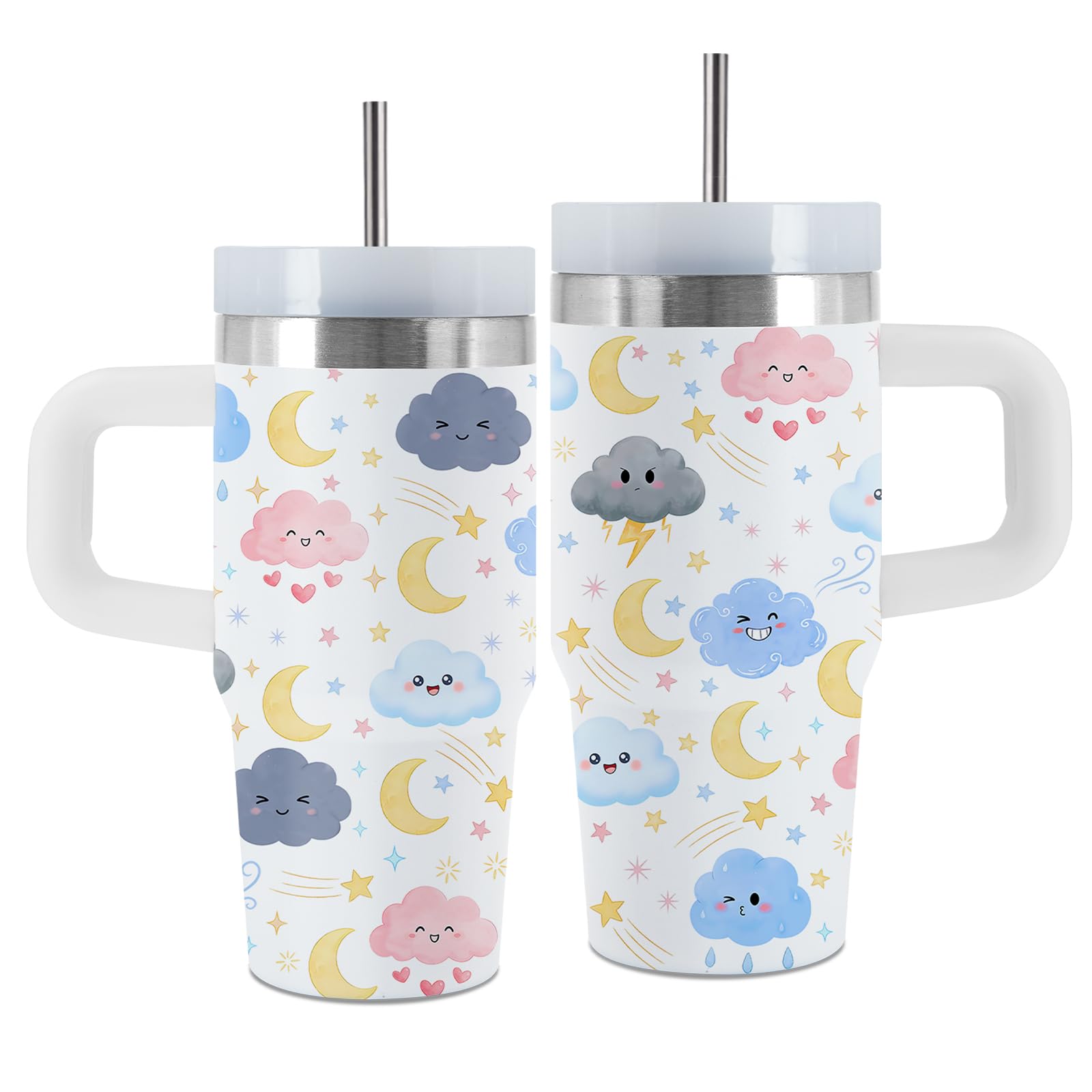 Vaso de nube de 14 oz con asa de acero inoxidable aislado al vacío