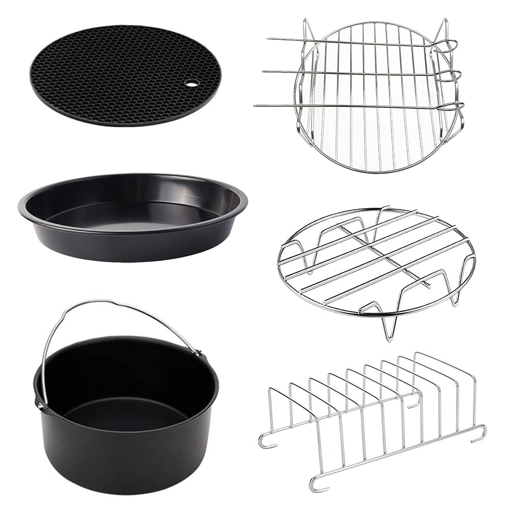 6piezas Accesorios para Freidora de Aire con Moldes Antiadherentes de Utensilios de Cocina Inoxidable para Hornear y Cocinar Variedad de Platos