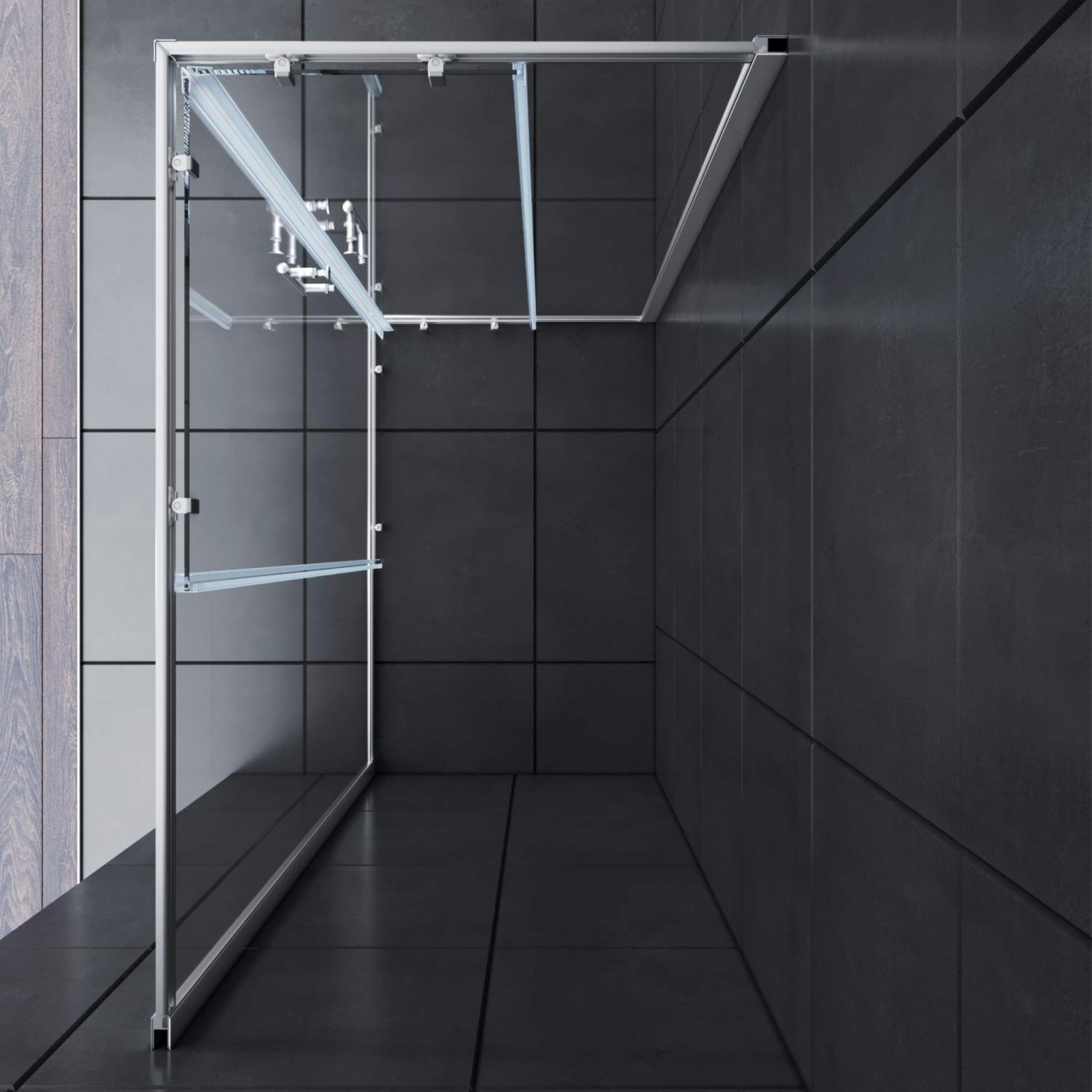SONNI 1200x1000x1950mm Duschkabine Eckeinstieg Doppel Schiebetür Echtglas Duschwand