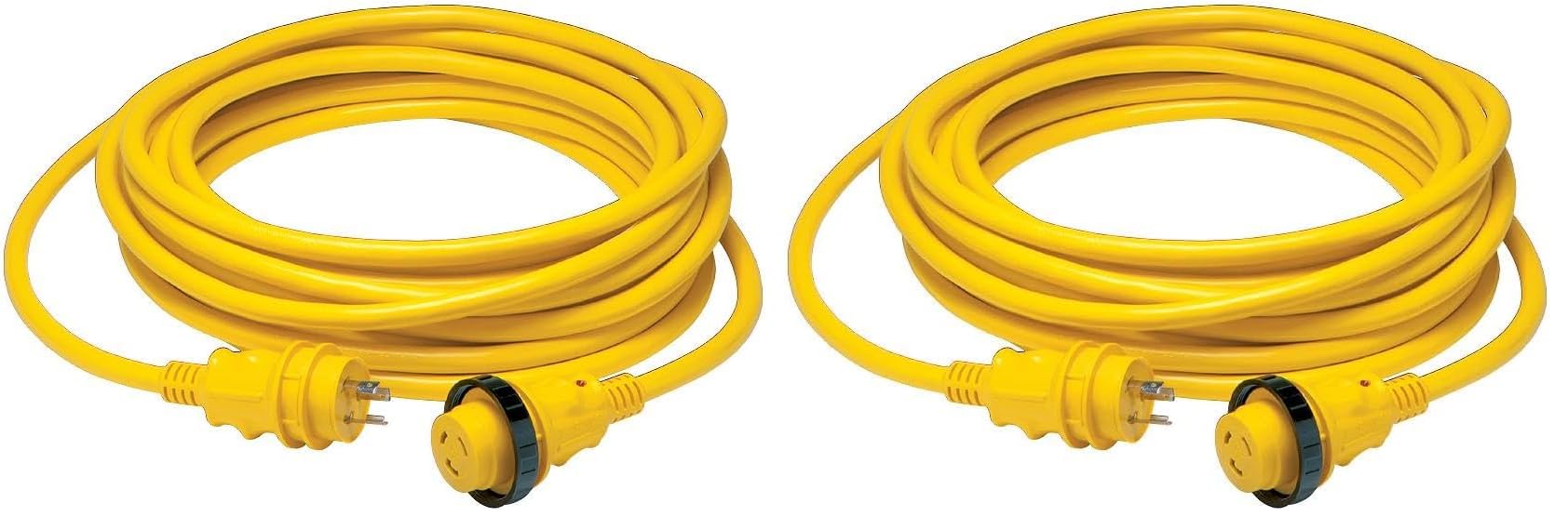 Marinco 30A 125V Marine Shore Power Cordset, Yellow, 50 Ft, 199119 (Pack of 2)