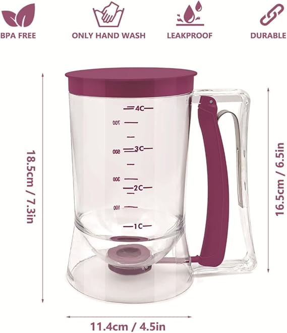Pancake Batter Dispenser,Batter Dispenser Tool for Cake - Easy Pour Baking Supplies for Waffles, Pancakes, Muffins, Cupcakes