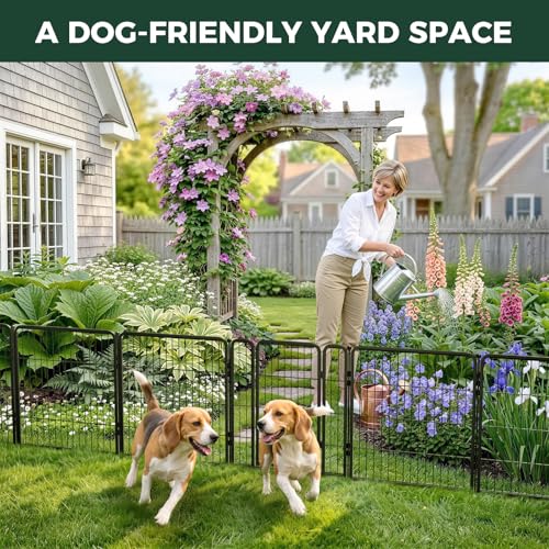 Image of FXW No Dig Garden Fence, Outdoor for Yard, 32in(H) x 36.4ft(L), 16 Panels | Heavy-duty Metal Animal Barrier, Dog-friendly yard, Flower bed protection, Flexible layout, Decorative