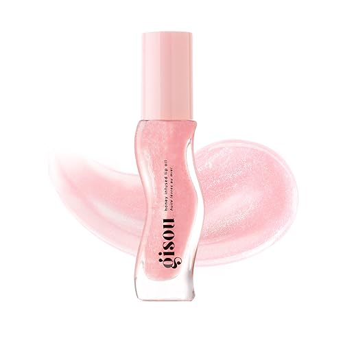 Gisou Honey Infused Hydrating Lip Oil, Nourishing Lip Moisturizer for Dry Lips, High Shine, Smooth Finish, Clear Pink Shimmer Shade, Fresh Watermelon Scent, Watermelon Sugar, 8ml - Watermelon Sugar