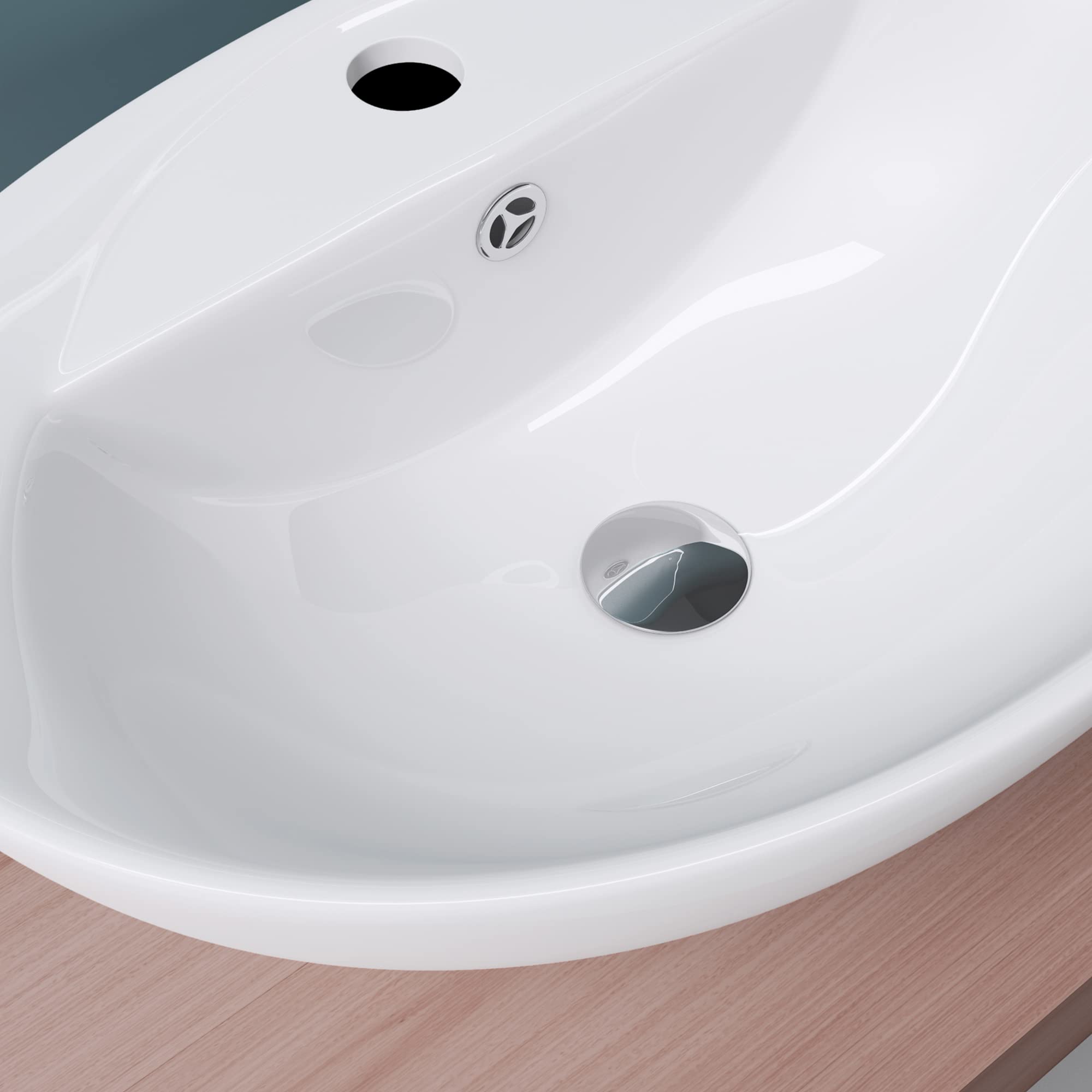 Mai & Mai Vasque Ovale à Poser 59x39x21cm Blanc avec Trop-Plein | Vasque Lavabo, avec Perçage de Robinet, Céramique, pour Salle de Bains Moderne, BR302