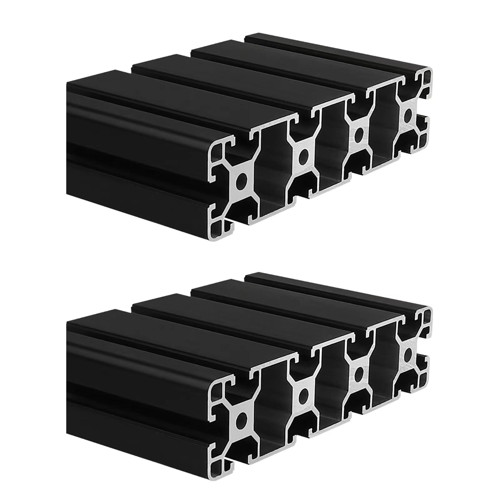 40160 Aluminum Extrusion T Slot 400mm Long Black 2 Pack, Extruded Aluminum Profile 40 Series European Standard Anodized Linear Rail for 3D Printer