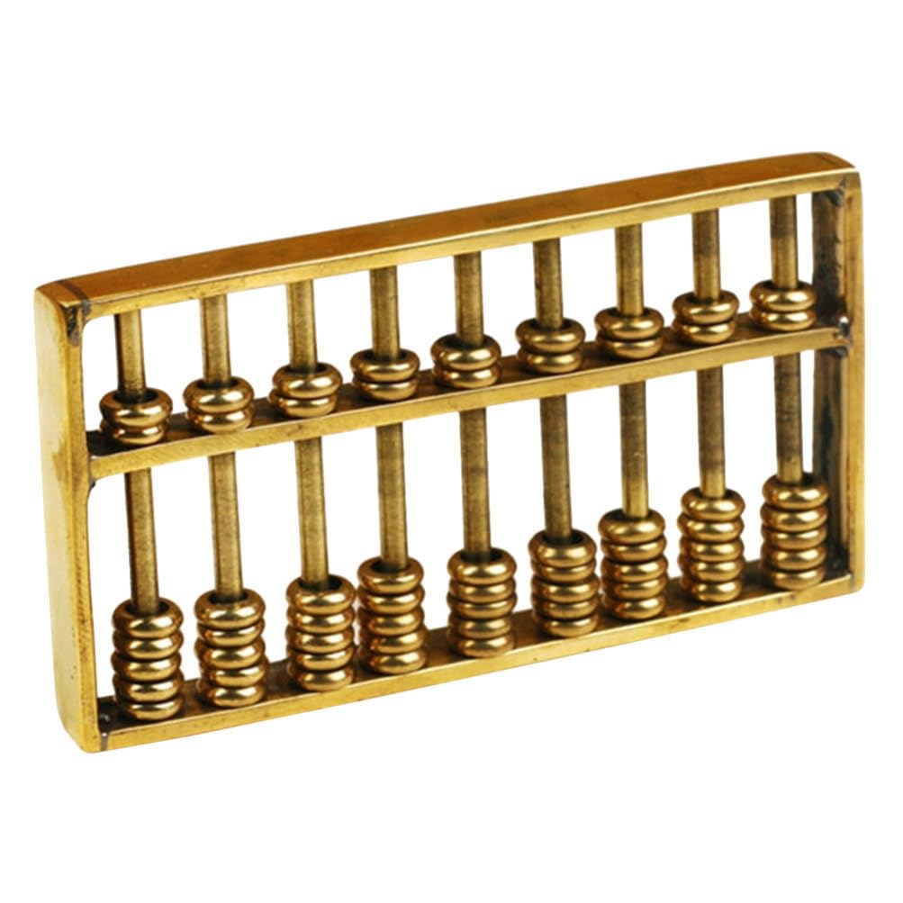 TOYANDONA Miniature Brass Abacus Feng Shui Abacus Mini Copper Ancient Figurine Chinese Math Calculating Tool