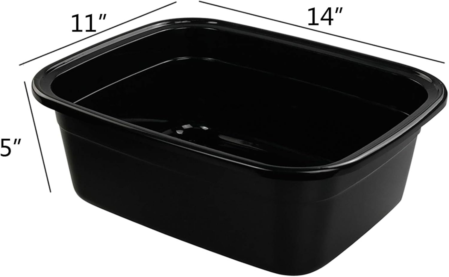 Vababa 4-pack Black Plastic Dish Pan/Wash Pan Basin, Set of 4