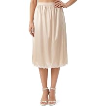 Satin Half Slip, Long Under Dress Slip for Women, S-XXL, Champagne