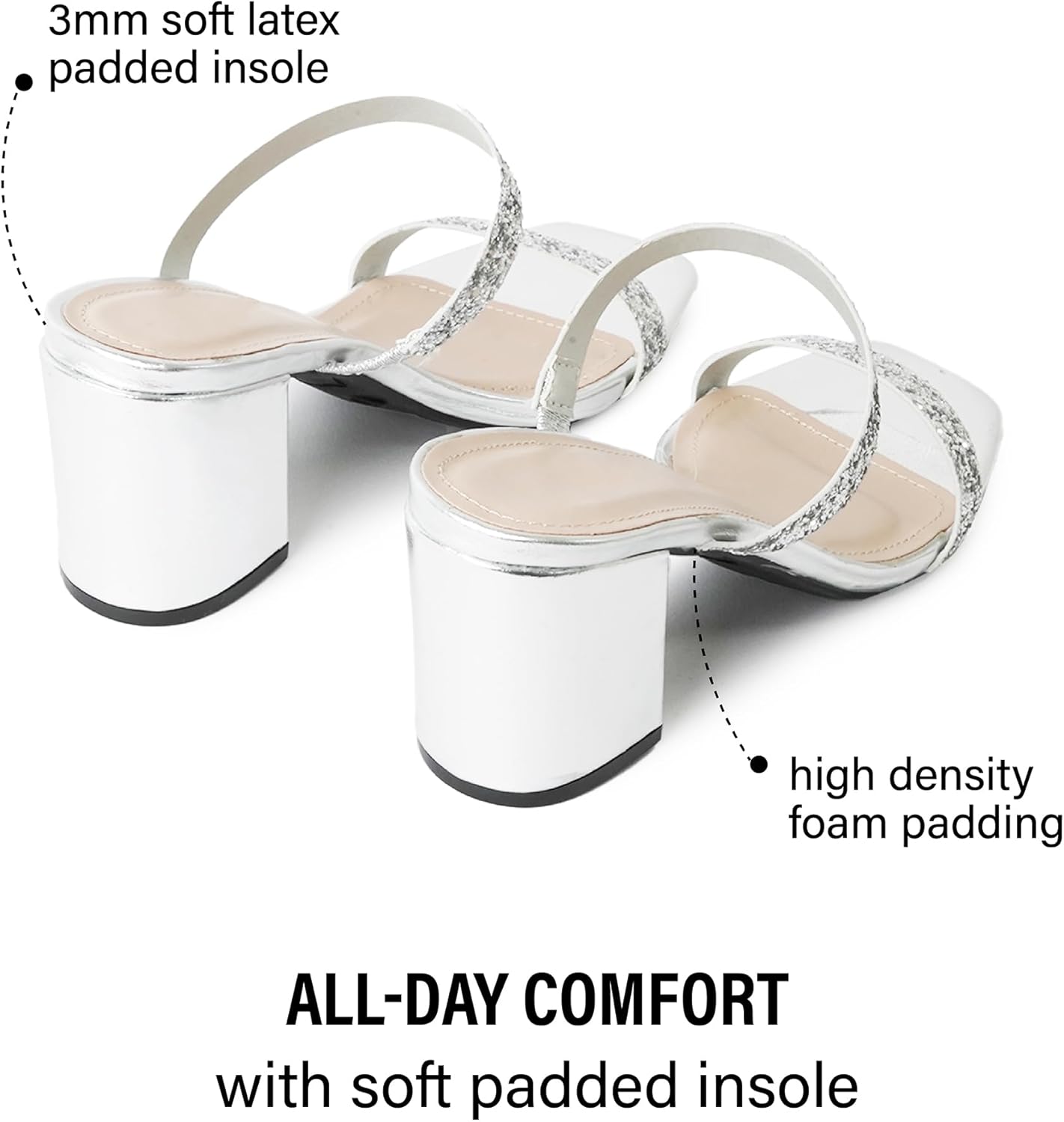 J. Adams Stormi Heeled Sandals for Women – Square Toe Double Band Low Block Heel Dressy Summer Mules – Chunky Heel Summer Women's Dress Sandals - Image 4