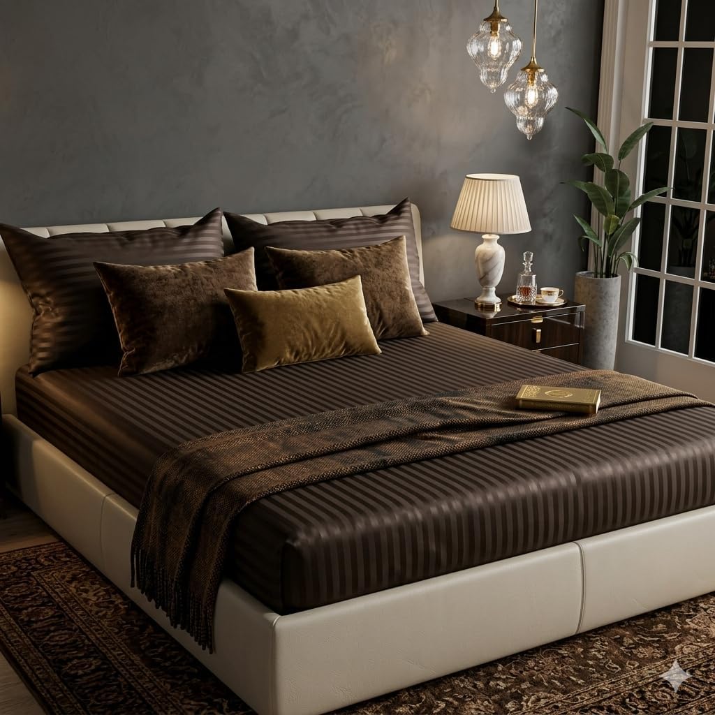 SMILE SUN 200TC 100% Cotton Bedsheets with Pillow Cover 20x30 inch Twin Size bedsheets One Pillow Cover and Two Pillows Cover with Queen and Double Size bedsheets (Queen 60x80 inch)