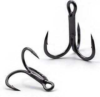 Fishing Treble Hooks Black 25pcs,Triple Hooks High Carbon Steel Brabed Sharp,Replacement Fishing Hooks on Hard Lures for Freshwater Saltwater