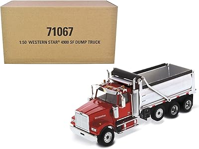 Western Star 4900 SF Dump Truck Red and Silver 1/50 Diecast Model by Diecast Masters 71067