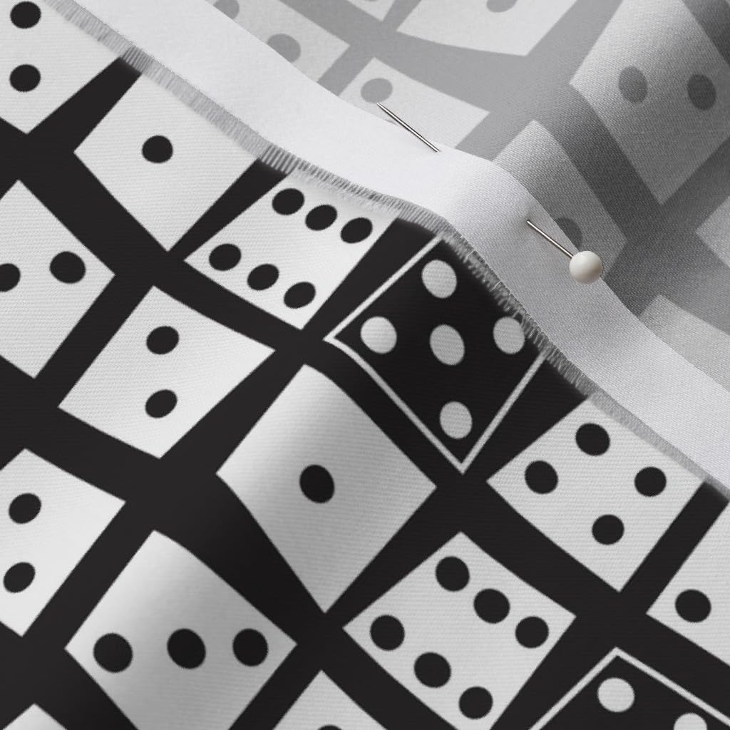 Spoonflower Fabric - Dice Black White Vintage Stripes Dots Game Printed on Organic Cotton Sateen Fabric by The Yard - Sewing Quilting Apparel Home Decor