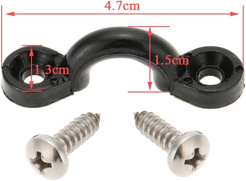 Close-up of a nylon pad eye with a screw inserted